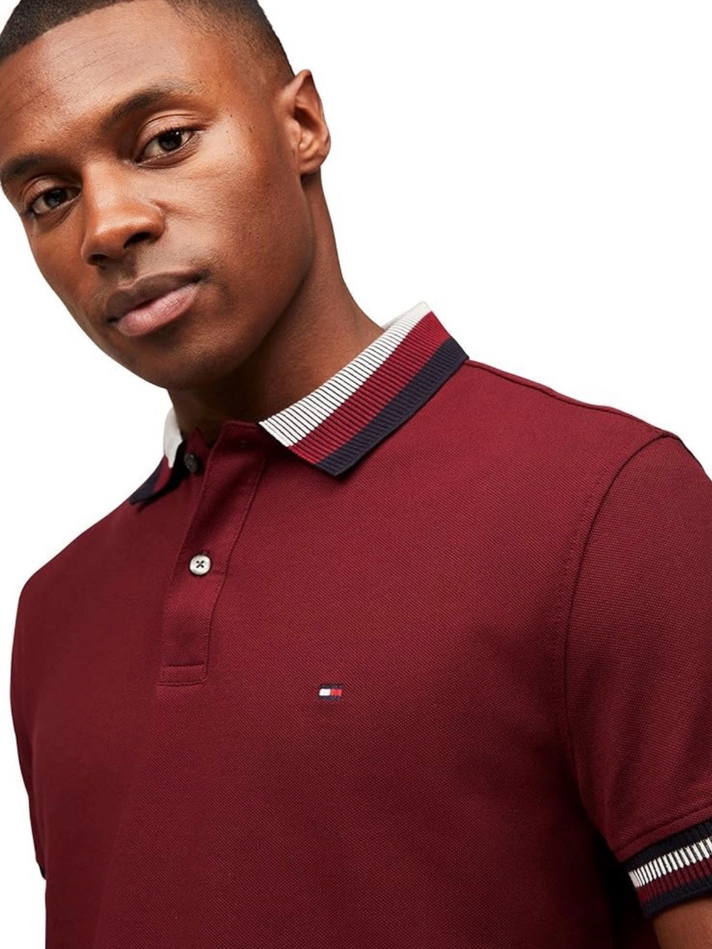 Tommy Hilfiger Men's Burgundy Pique Polo Shirt.